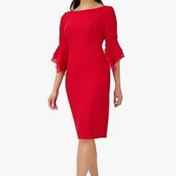 NWT Adrianna Papell Women's Knit Crepe Tiered Sleeve Dress-HH1 - Picture 1 of 8